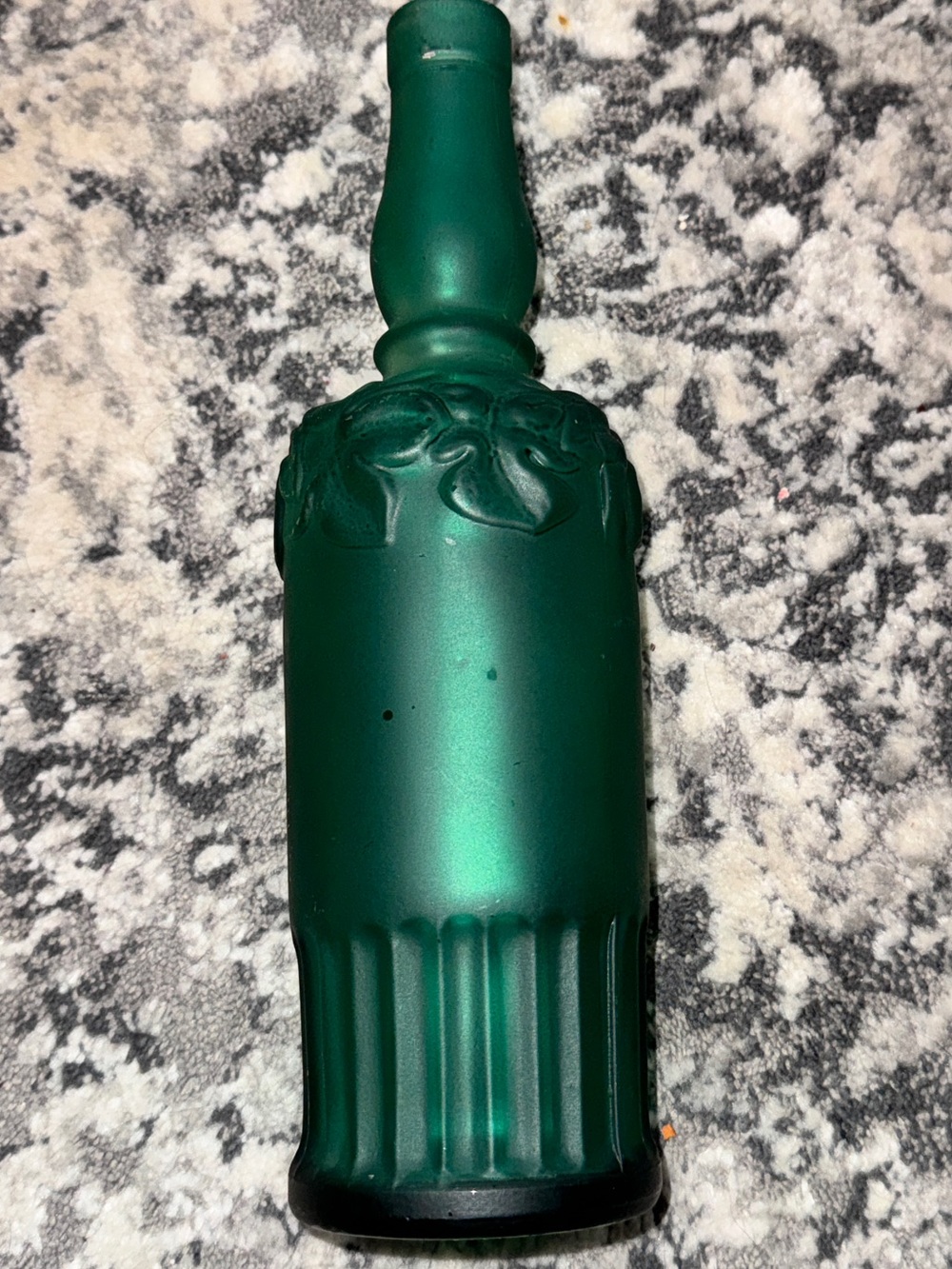 Vintage Emerald Green Frosted Glass Decanter/Bottle